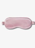 Lyserosa, flat sovemaske i blank silke med smal elastisk stropp